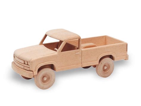 Handmade Wooden Toy Pick Up Truck With Milk Cans And Two Drivers Push