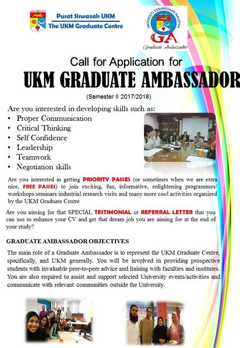 The Ukm Graduate Centre Invitation To Apply As A Graduate Ambassador