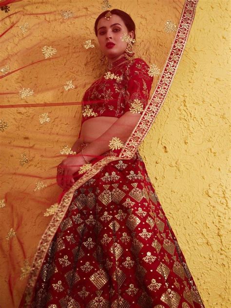 Buy Red Embroidered Silk Bridal Lehenga Choli From Ethnic Plus