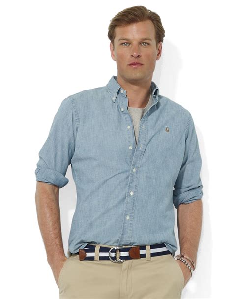 Lyst Polo Ralph Lauren Chambray Shirt In Blue For Men