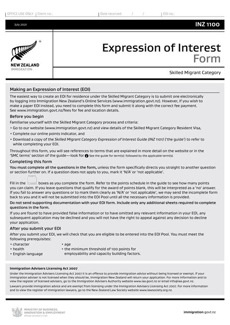 Nz Expression Interest Form Fill Out Printable Pdf Forms Online