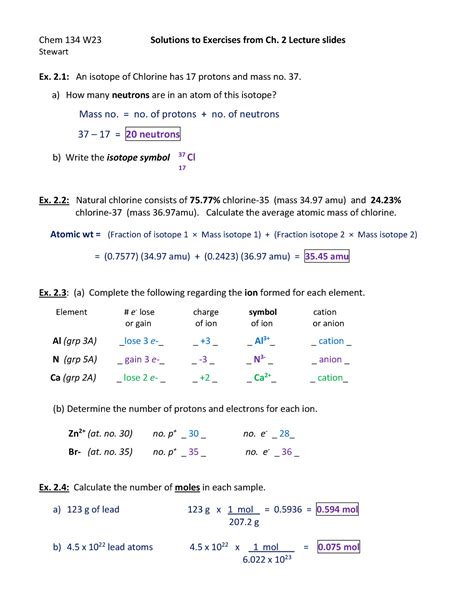 Chapter 2 Notes Chem 134 W23 Solutions To Exercises From Ch 2