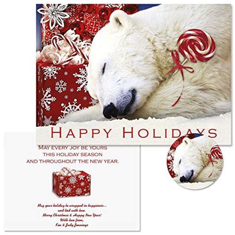 Polar Bear Christmas Personalized Christmas Cards With Free Matching