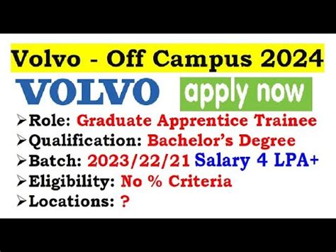 Volvo Is Hiring Required Skills Location No