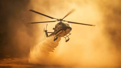 Fire Fighting Helicopter Carry Water Bucket To Extinguish The Forest