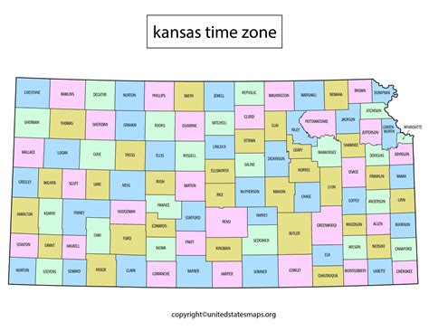 Kansas Time Zone Map | Time Zone Map of Kansas