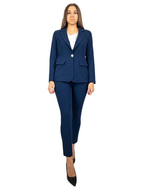 Tailleur Pantaloni Eleganti Donne Da Cerimonia Slim In Crepe