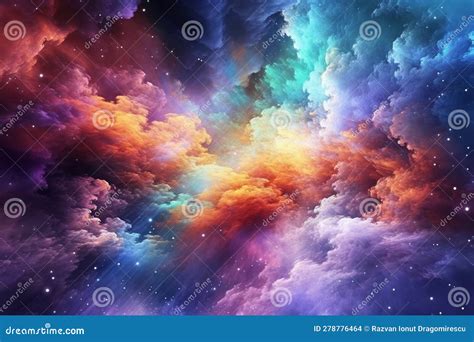 Illustration Showcasing A Vibrant Space Nebula Intricate Gas Clouds