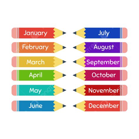 Month Of The Year Vector Months Of The Year Month Of The Year Labels