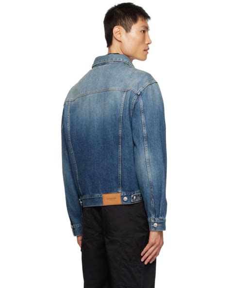 Burberry Blue Faded Denim Jacket For Men Lyst