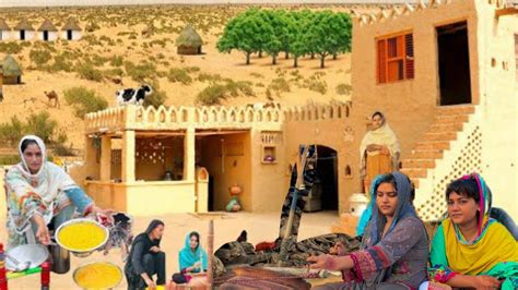 Morning Routine Desert Women Cooking Traditional Breakfast Pakistan