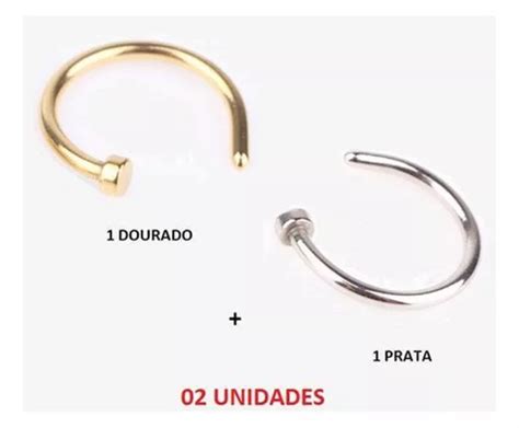 Piercing Argola Falso Nariz Pressão Aço 316l 9mm 2 Unid MercadoLivre