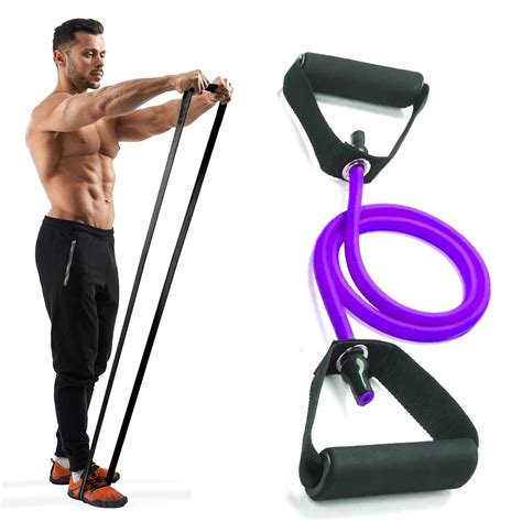 Resistance Band Toning Tube With D Handle For Exercise Workout Rubber