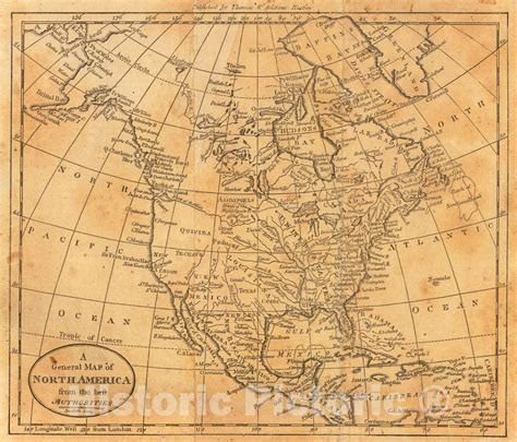 Historic Map 1797 A General Map Of North American From The Best