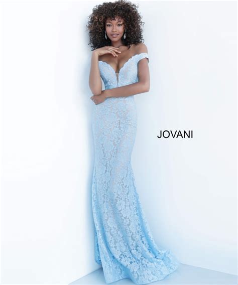 Jovani 67304 Light Blue Lace Prom Dress Blue Evening Dress