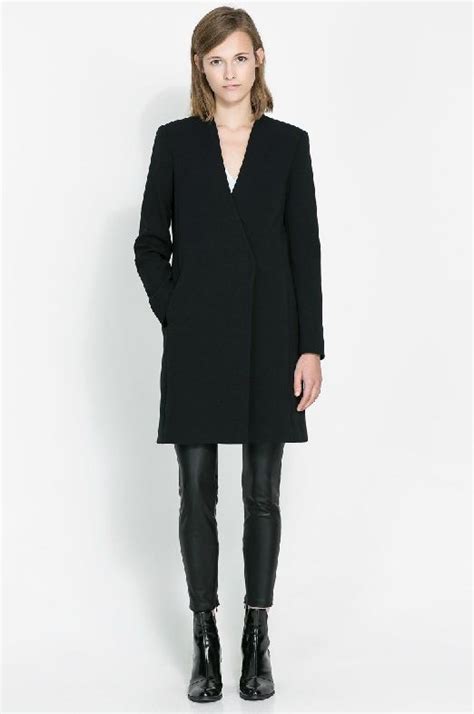 Black V Neck Long Sleeve Boyfriend Coat