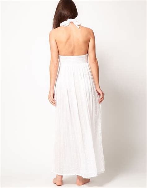 Asos Cheesecloth Halter Maxi Beach Dress In White Lyst