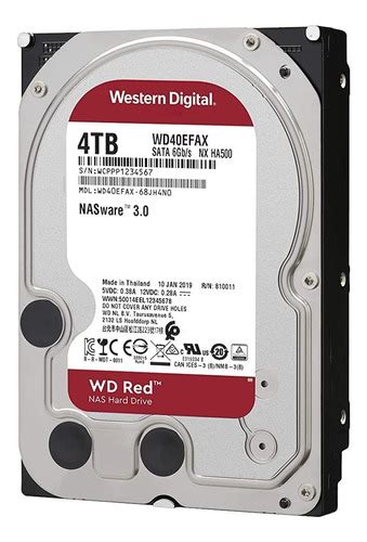 Disco rígido interno Western Digital WD Red WD40EFAX 4TB vermelho