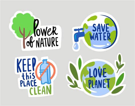 Environmental stickers save the planet, ecology. 13215795 Vector Art at ...