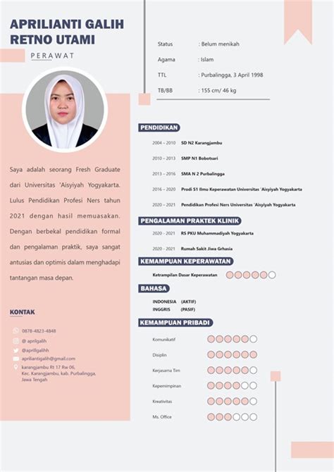 Cv Perawat Menarik Curriculum Vitae Contoh Cv Perawat Contoh Cv The