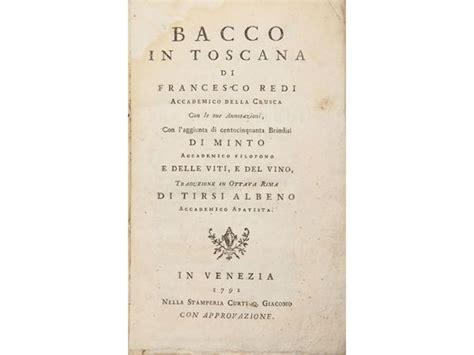 Francesco Redi Bacco In Toscana Asta La Collezione Bucciarelli