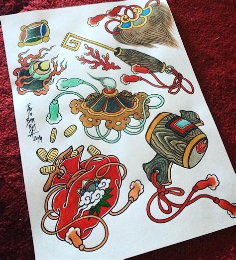 Japanese Lucky Charms Tattoo Flash Art By Paulo Barbosa Ariuken Art