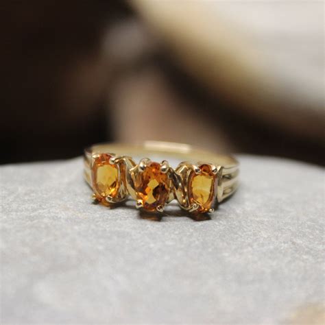 1990s Vintage 10k Solid Gold Citrine Ring Honey Citrine Ring 29 Grams