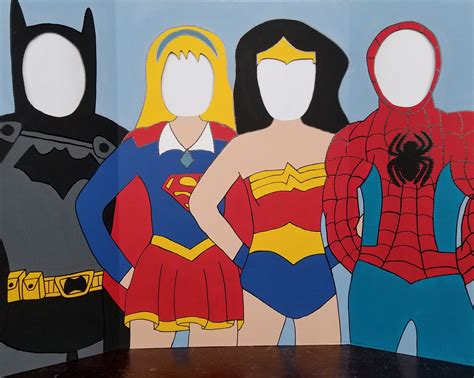 Super Hero Hand Drawn And Painted Photo Op Display Cutout