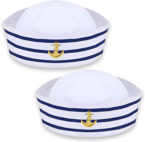 Sailor Captains Hat, White Sailors Hats for Adults Captain Cap Ideal Sailor Costume Accessories ...