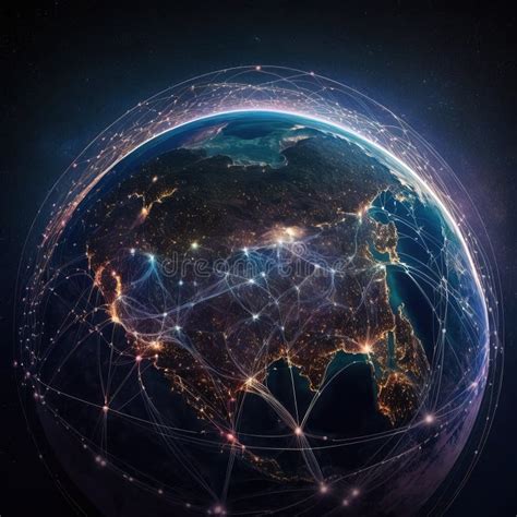 Internet Connections Around The World Seen From Space Generative Ai