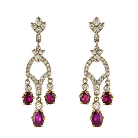 Boucles D Oreilles Pendantes Rubis Et Diamants Bijouxbaume