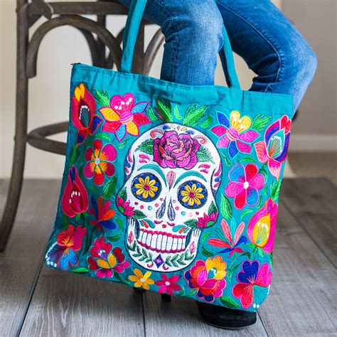 Sugar Skull Skeleton Embroidered Tote Bag New Arrivals Handmade