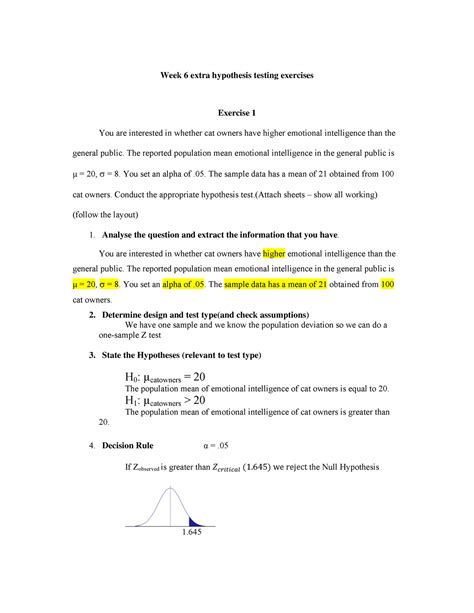 Hypothesis Testing With Ztest 2 Week 6 Extra Hypothesis Testing