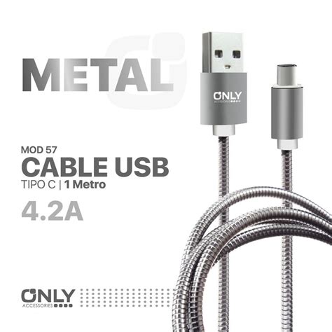 CABLE USB MOD 57 METAL ONLY TIPO C PLATEADO Imponik San Luis