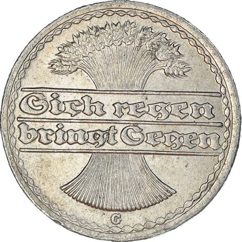 Coin GERMANY WEIMAR REPUBLIC 50 Pfennig 1922 Karlsruhe European