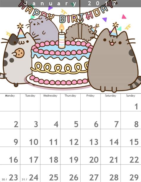 Pusheen Calendar