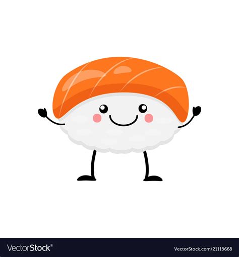 Cute cartoon sushi character kawaii sushi Vector Image