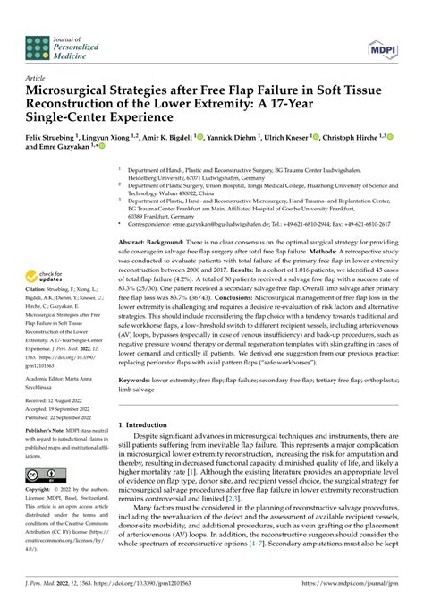 PDF Microsurgical Strategies After Free Flap Failure In Soft Tissue