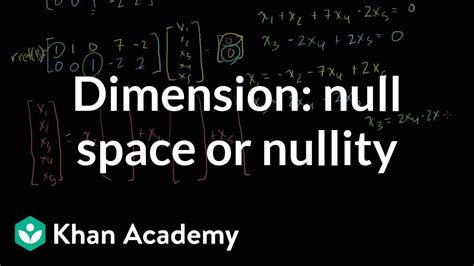 Dimension Of The Null Space Or Nullity Vectors And Spaces Linear