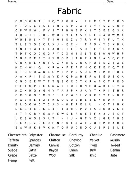 Fabric Word Search Wordmint