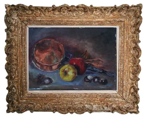 Ancien Tableau Huile Sur Toile Nature Morte Aux Fruits Impressionnisme