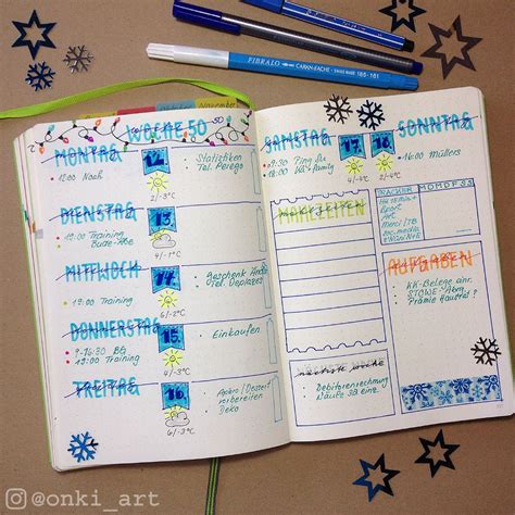 Bullet Journal Wochenübersicht 50 Kalenderideen Journaling ideen