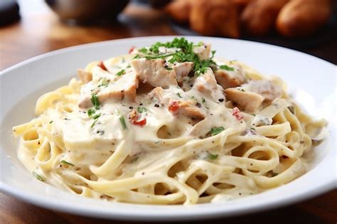 Premium Ai Image A Creamy Chicken Alfredo Pasta