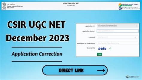 Csir Ugc Net December Application Correction Link Active Direct