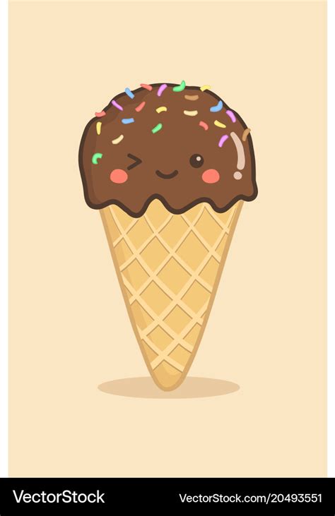 Cute Ice Cream Cone Chocolate Sprinkle Royalty Free Vector