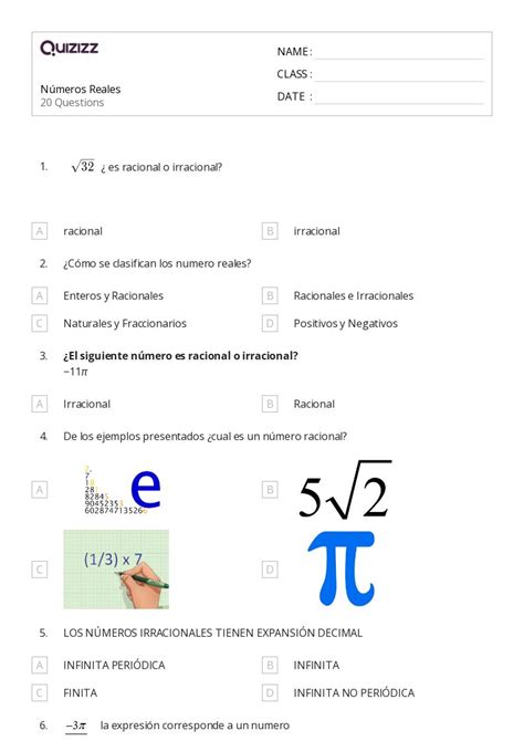 50 Enteros Y Números Racionales Hojas De Trabajo Para Grado 5 En