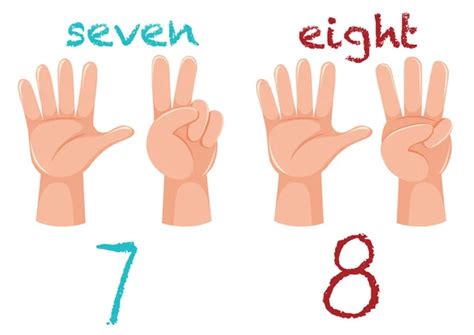 Set Hand Number Gesture Illustration Stock Vector Brgfx