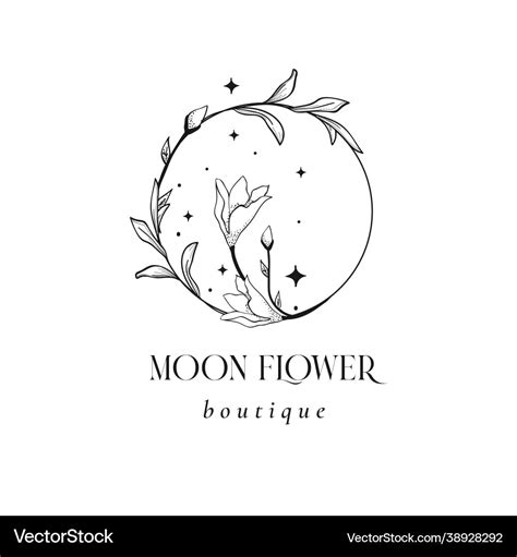 Floral mystic logo design handdrawn blossom herbs Vector Image