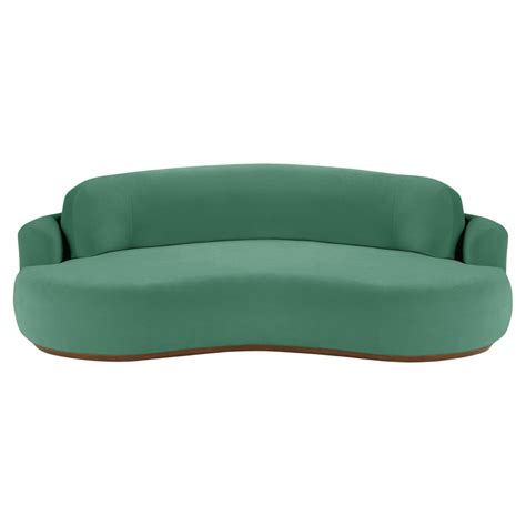 Naked Curved Sofa Small With Beech Ash And Paris Green For Sale