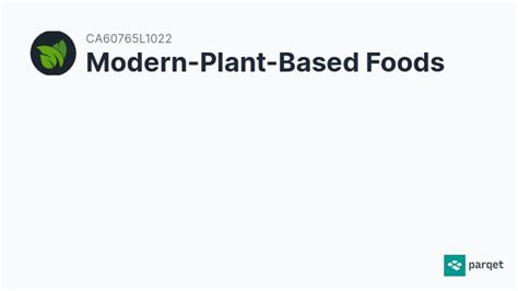 Modern Plant Based Foods Aktie Realtime Kurse And Charts A2p754 Parqet